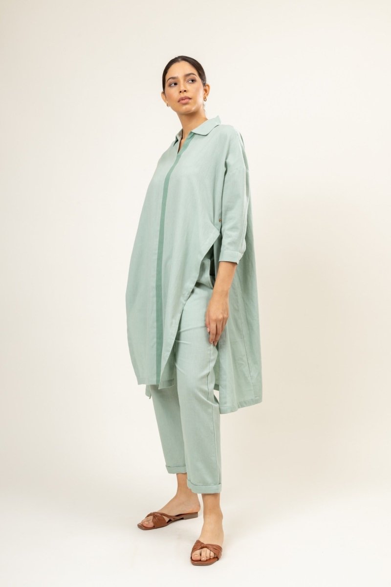 Sage Green Blake - Upcycled Cotton Tunic | Verified Sustainable Womens Tunic on Brown Living™