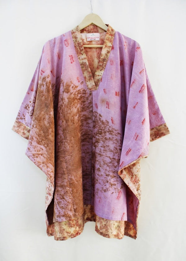 Sakura Handwoven Organic Cotton Kimono Tunic - Pink, Yellow | Verified Sustainable Womens Dress on Brown Living™