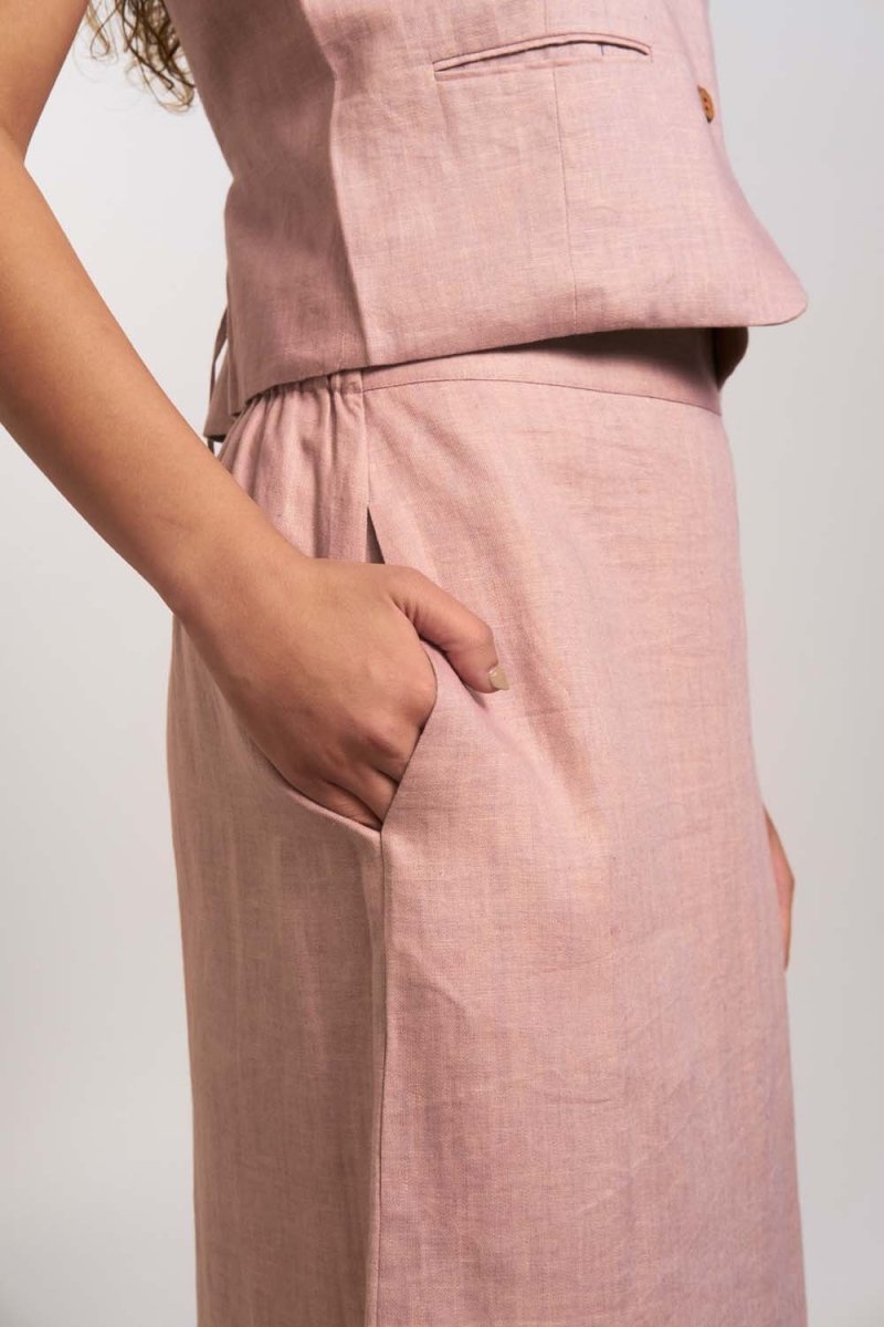 Sakura Organic Cotton Beige Skirt - Blush Beige | Naturally Dyed | Verified Sustainable Womens Skirt on Brown Living™