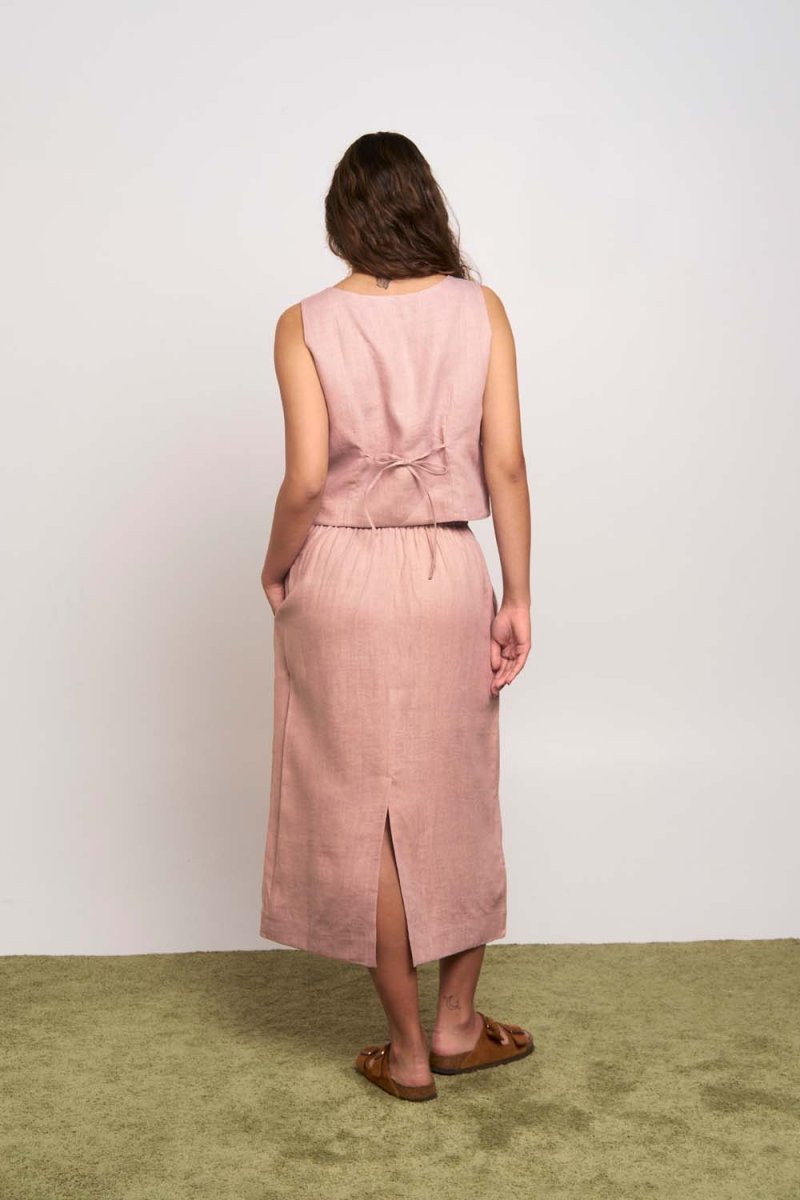 Sakura Organic Cotton Beige Skirt - Blush Beige | Naturally Dyed | Verified Sustainable Womens Skirt on Brown Living™