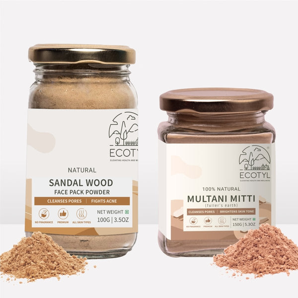 Sandalwood Powder 100g and Multani Mitti 150g - Face Pack Combo | Verified Sustainable Face Pack on Brown Living™