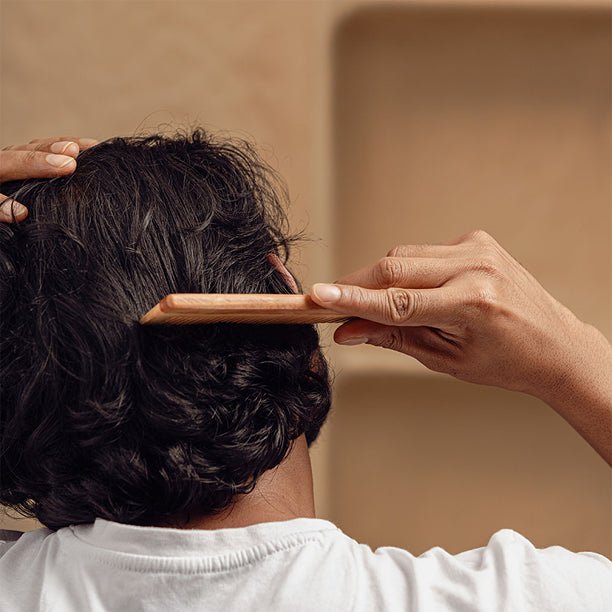 Scalp Kneads | Handmade Bamboo Neem Wood Comb with Handle (1 pc) | Verified Sustainable Hair Comb on Brown Living™