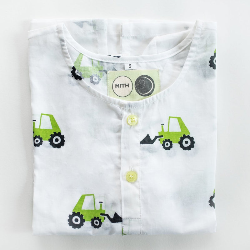 Scoopy Excavator - Unisex Kids Cotton Nightwear | Verified Sustainable Kids Pyjamas on Brown Living™