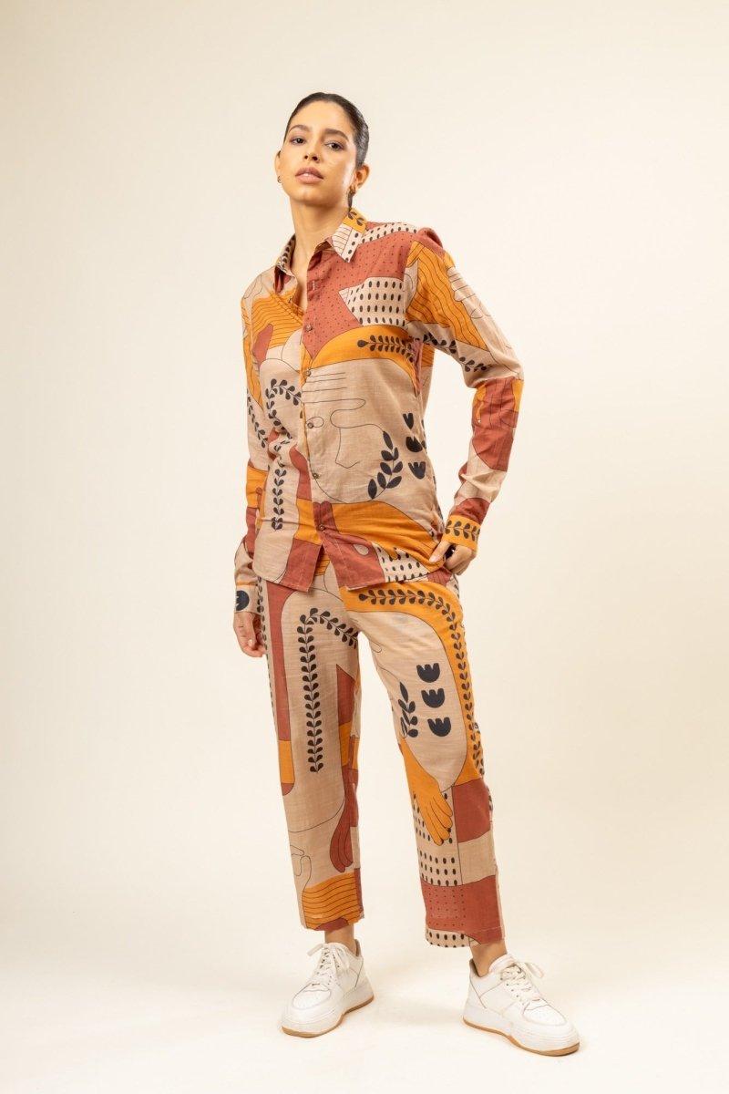 Self Love - Upcycled Cotton Lenin Set | Verified Sustainable Womens Co - Ord Sets on Brown Living™