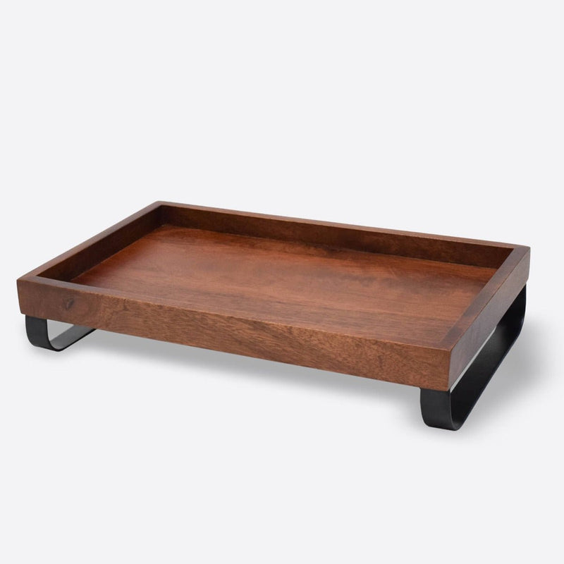 Serving Wooden Tray with Metal Stand (Large) | Verified Sustainable Trays & Platters on Brown Living™