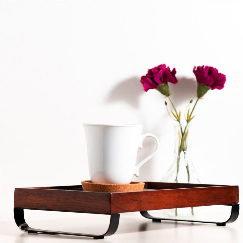 Serving Wooden Tray with Metal Stand (Large) | Verified Sustainable Trays & Platters on Brown Living™