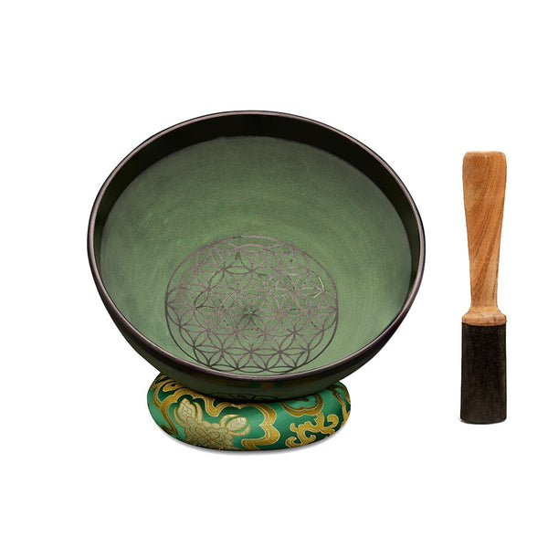 Singing Bowls - Rustic - Flower of Life - Green - 105inches | Verified Sustainable Musical Instruments on Brown Living™