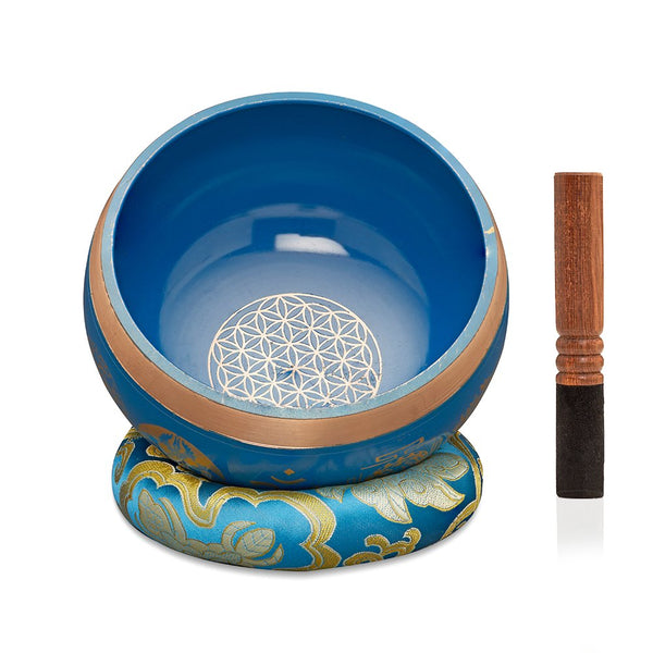 Singing Bowls Sacred Symbol Bowls - Sacred Symbol Blue - 35 inches | Verified Sustainable Musical Instruments on Brown Living™