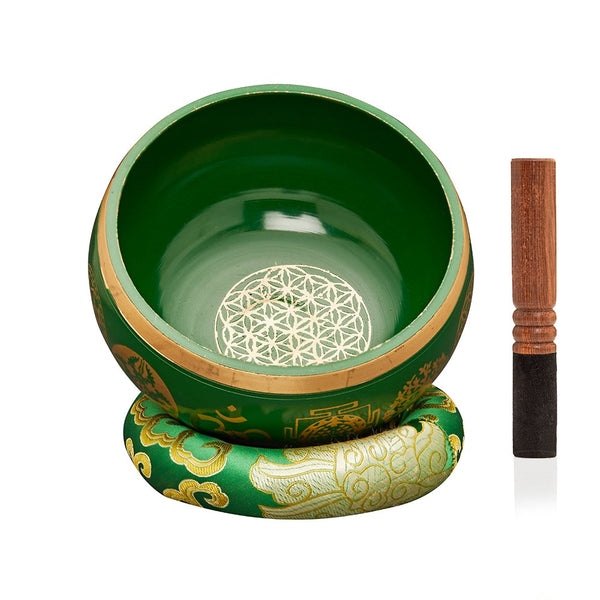 Singing Bowls Sacred Symbol Bowls |Sacred Symbol Green - 35 inches | Verified Sustainable Musical Instruments on Brown Living™