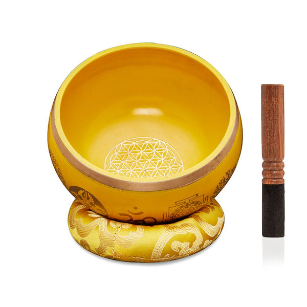 Singing Bowls Sacred Symbol Bowls |Sacred Symbol Yellow - 35 inches | Verified Sustainable Musical Instruments on Brown Living™