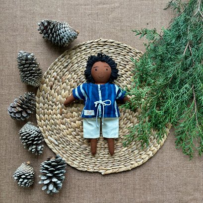 Single Doll - Gagan - Cotton Fabric Toy - Deep | Verified Sustainable Role & Pretend Play Toys on Brown Living™