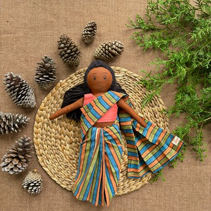 Single Doll - Ila - Cotton Fabric Toy - Deep | Verified Sustainable Role & Pretend Play Toys on Brown Living™