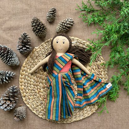 Single Doll - Ila - Cotton Fabric Toy - Warm | Verified Sustainable Role & Pretend Play Toys on Brown Living™