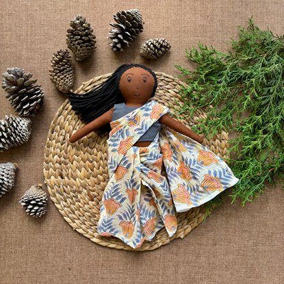 Single Doll - Vinita - Cotton Fabric Toy - Deep | Verified Sustainable Role & Pretend Play Toys on Brown Living™