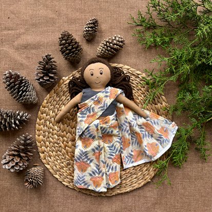 Single Doll - Vinita - Cotton Fabric Toy - Warm | Verified Sustainable Role & Pretend Play Toys on Brown Living™