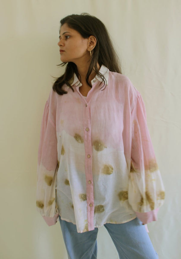 Sora Handwoven Mul Shirt Temple Roses And Lac Pink | Verified Sustainable Womens Shirt on Brown Living™