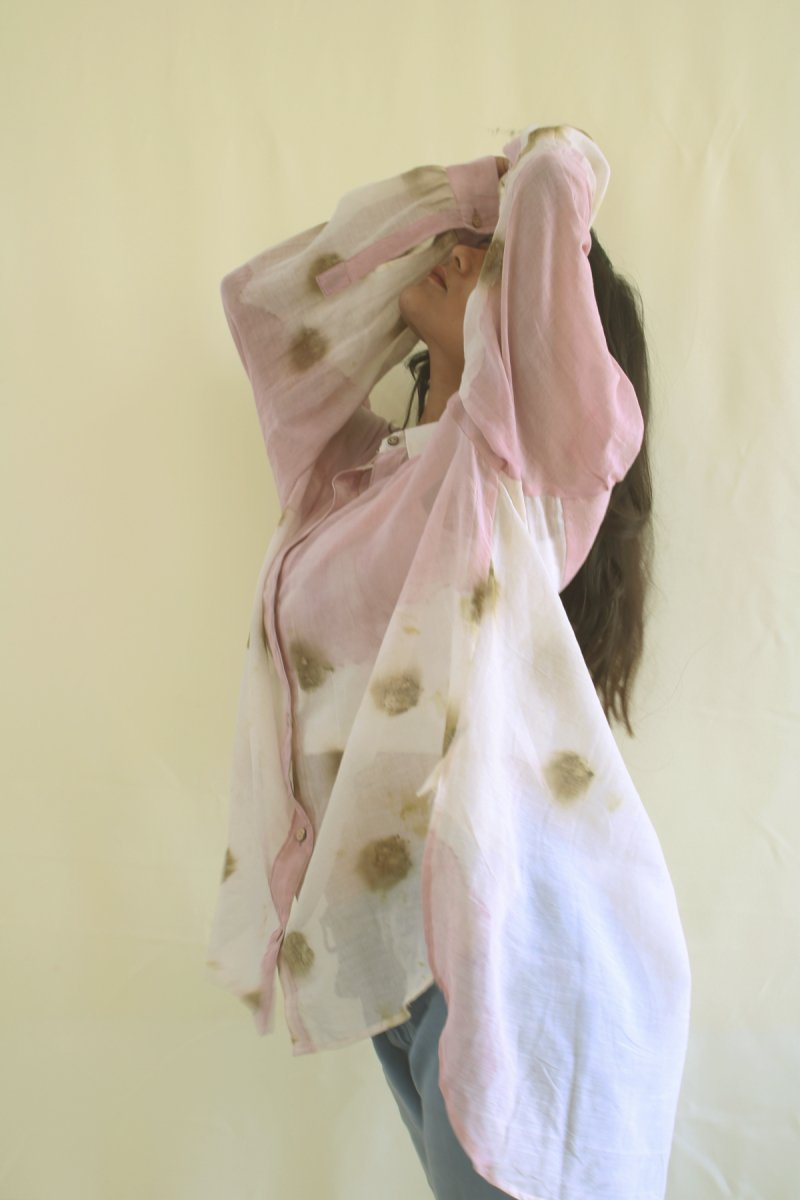 Sora Handwoven Mul Shirt Temple Roses And Lac Pink | Verified Sustainable Womens Shirt on Brown Living™