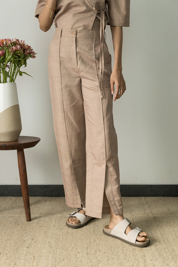 Split-Hem Cotton Trousers | Verified Sustainable Womens Pants on Brown Living™