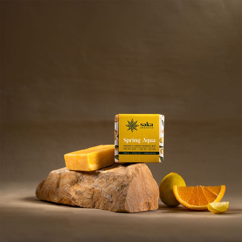 Spring Aqua | Handmade Orange & Lemon Shampoo Bar (120gm) | Verified Sustainable Hair Shampoo Bar on Brown Living™