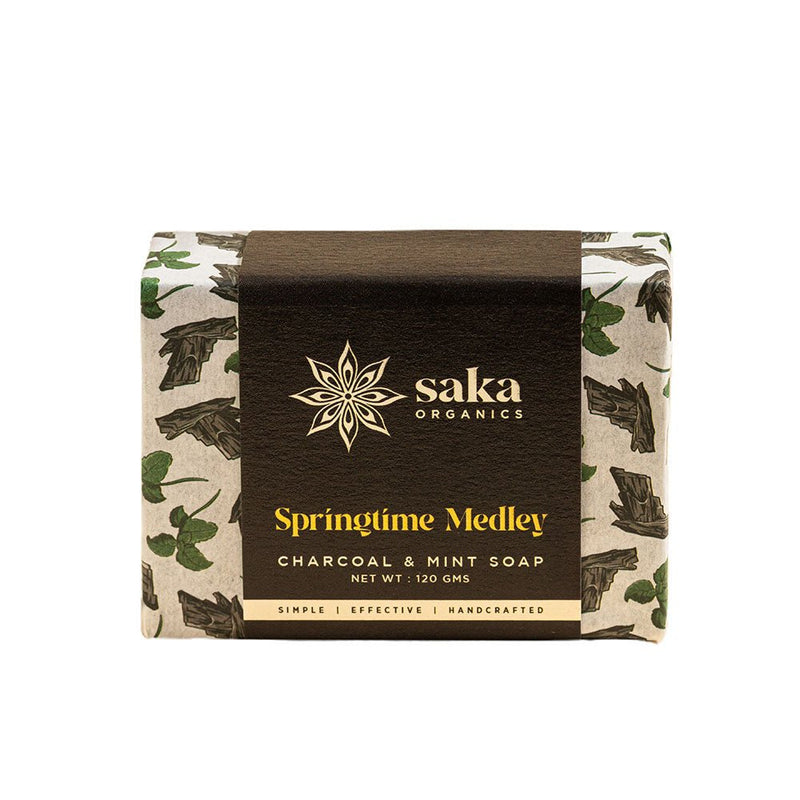 Springtime Medley | Handmade Charcoal & Mint Soap with Exfoliating Scrub (120gm) | Verified Sustainable Body Soap on Brown Living™