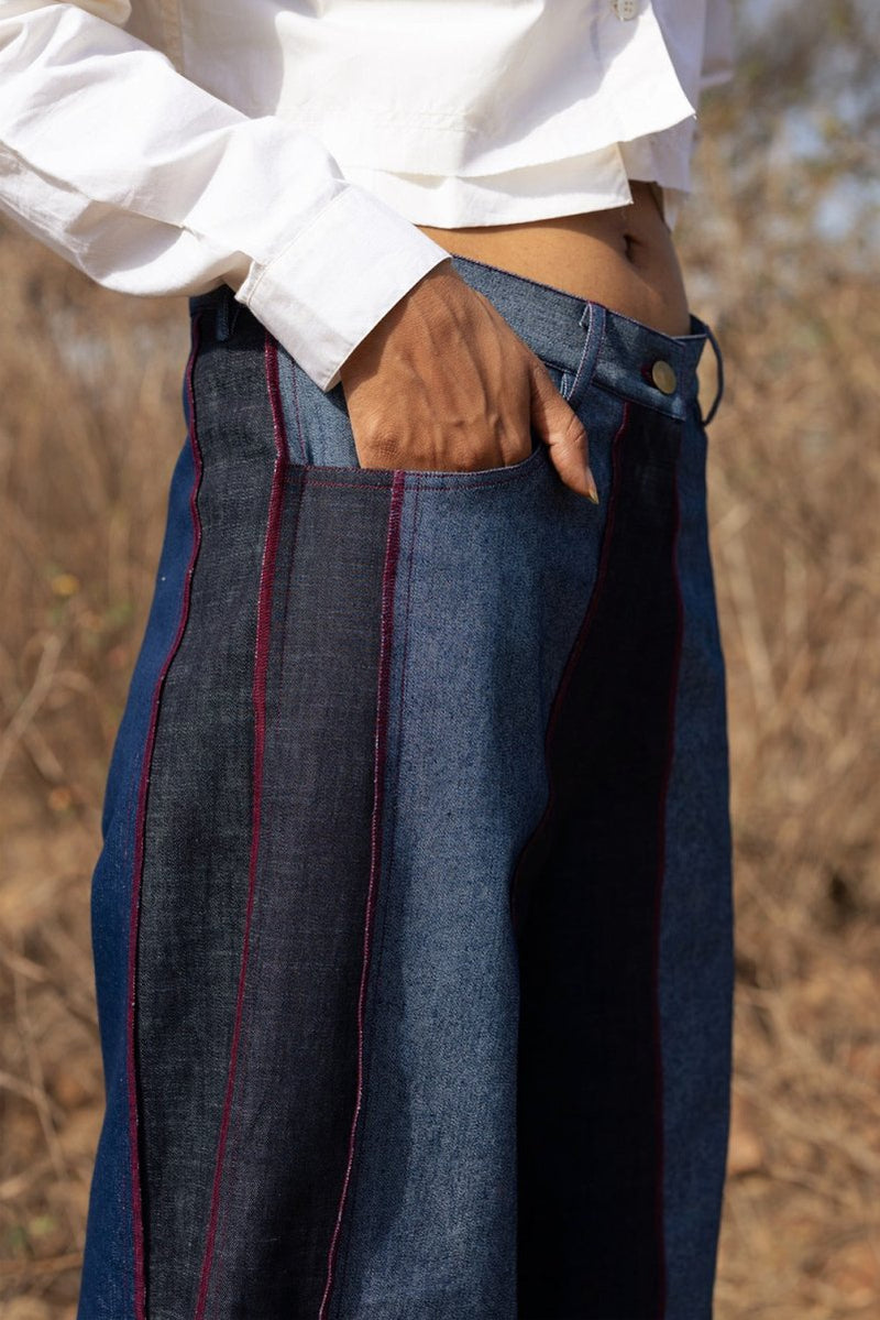 Steffie Flared Upcycled Denim Pants | Verified Sustainable Womens Pants on Brown Living™