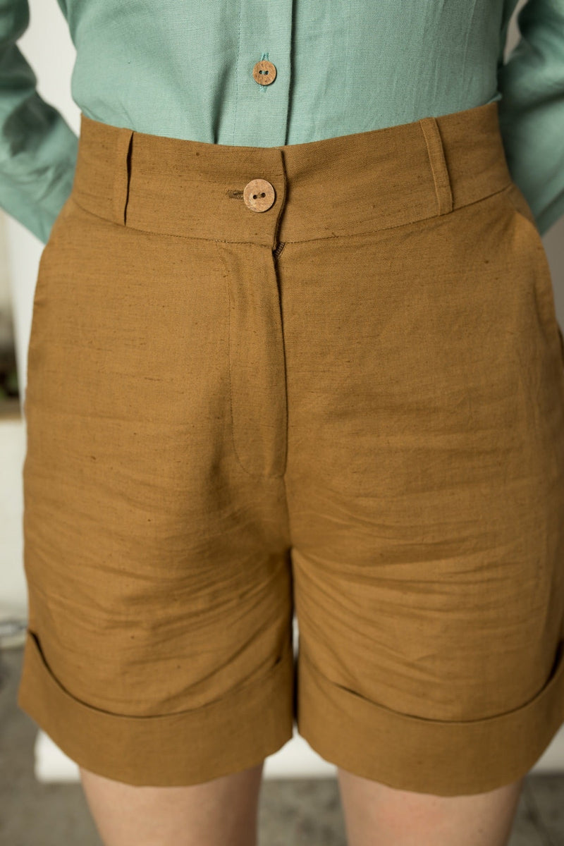 Straight-Leg Hemp Cotton Shorts | Verified Sustainable Womens Shorts on Brown Living™