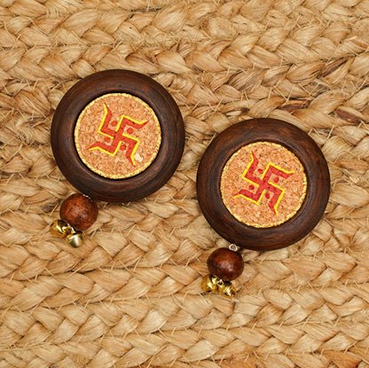 Swastik Diwali Door Reclaimed Wood Hanging | Pack of 2 | Verified Sustainable Wall Decor on Brown Living™