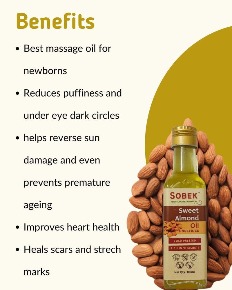 Sweet Almond Cold Pressed Vitamin E Oil 100 ml | Verified Sustainable Hair Oil on Brown Living™