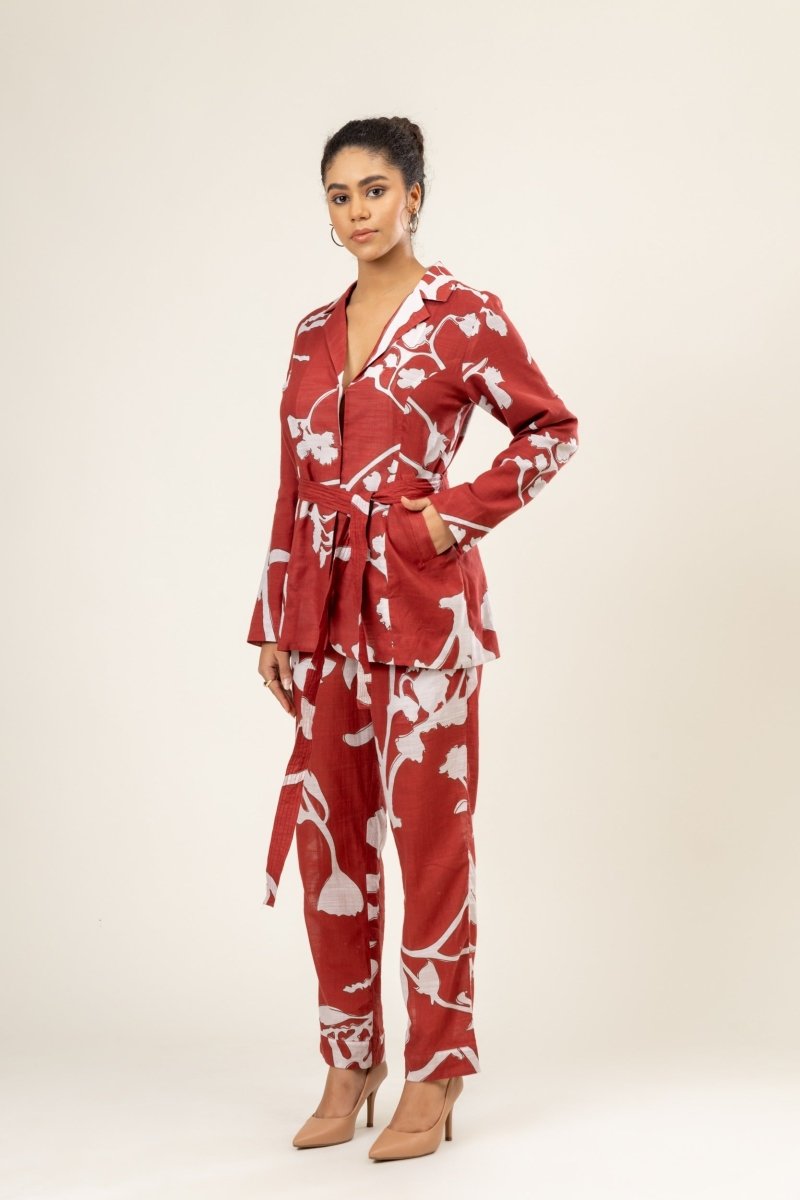 Sybi - Upcycled Cotton Lenin Printed Set | Verified Sustainable Womens Co - Ord Sets on Brown Living™