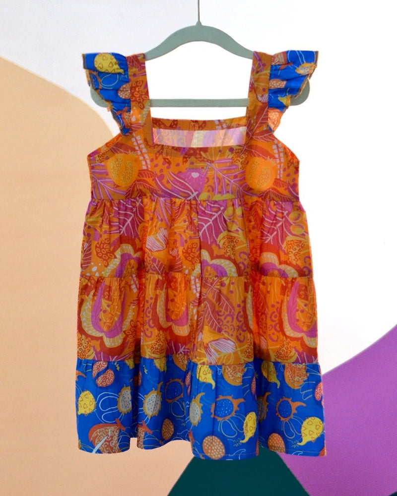 Tango Tropics Printed Tiered Dress | Verified Sustainable Kids Frocks & Dresses on Brown Living™