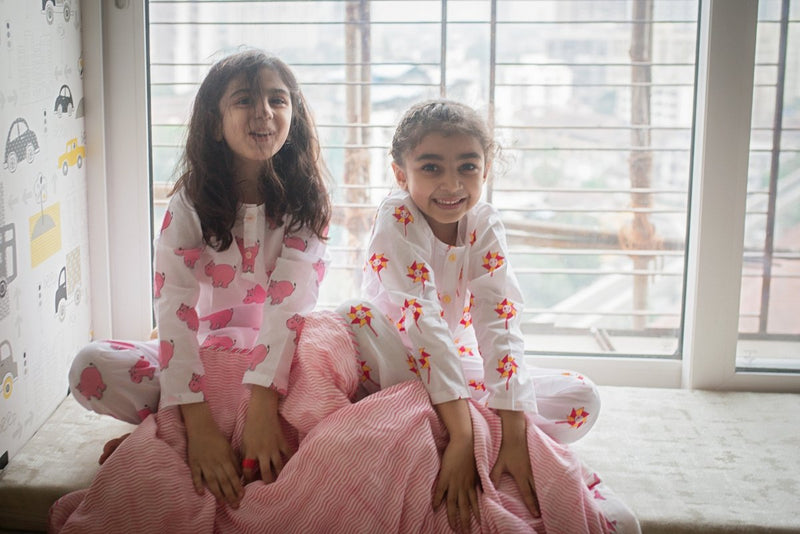 The Cheerful Hippo - Unisex Kids Cotton Nightwear | Verified Sustainable Kids Pyjamas on Brown Living™