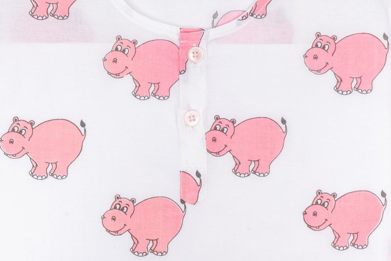 The Cheerful Hippo - Unisex Kids Cotton Nightwear | Verified Sustainable Kids Pyjamas on Brown Living™