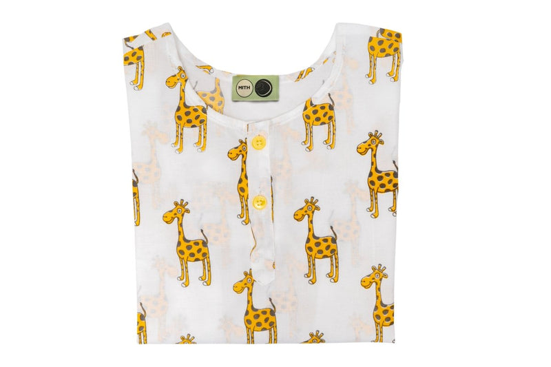 The Curious Giraffe - Unisex Kids Cotton Nightwear | Verified Sustainable Kids Pyjamas on Brown Living™