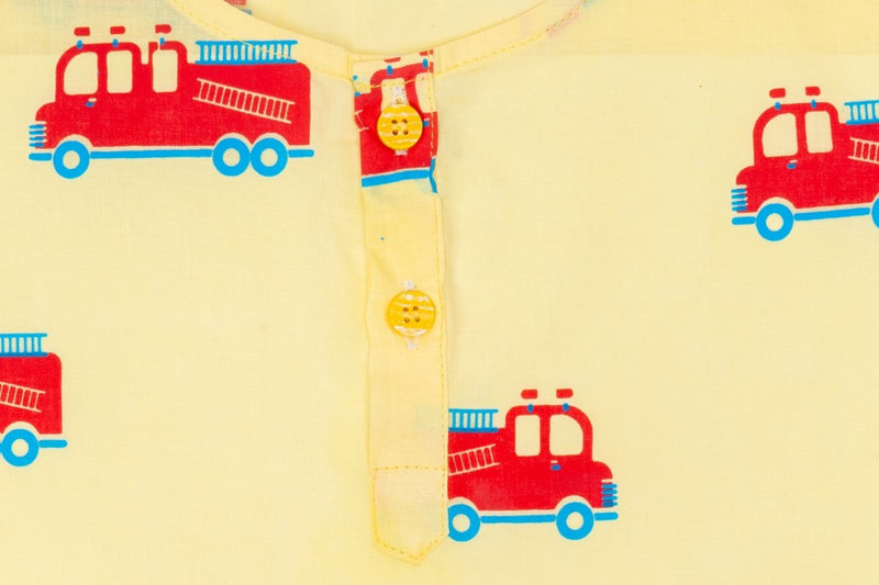 The Fire Fighter Truck - Unisex Kids Cotton Nightwear | Verified Sustainable Kids Pyjamas on Brown Living™