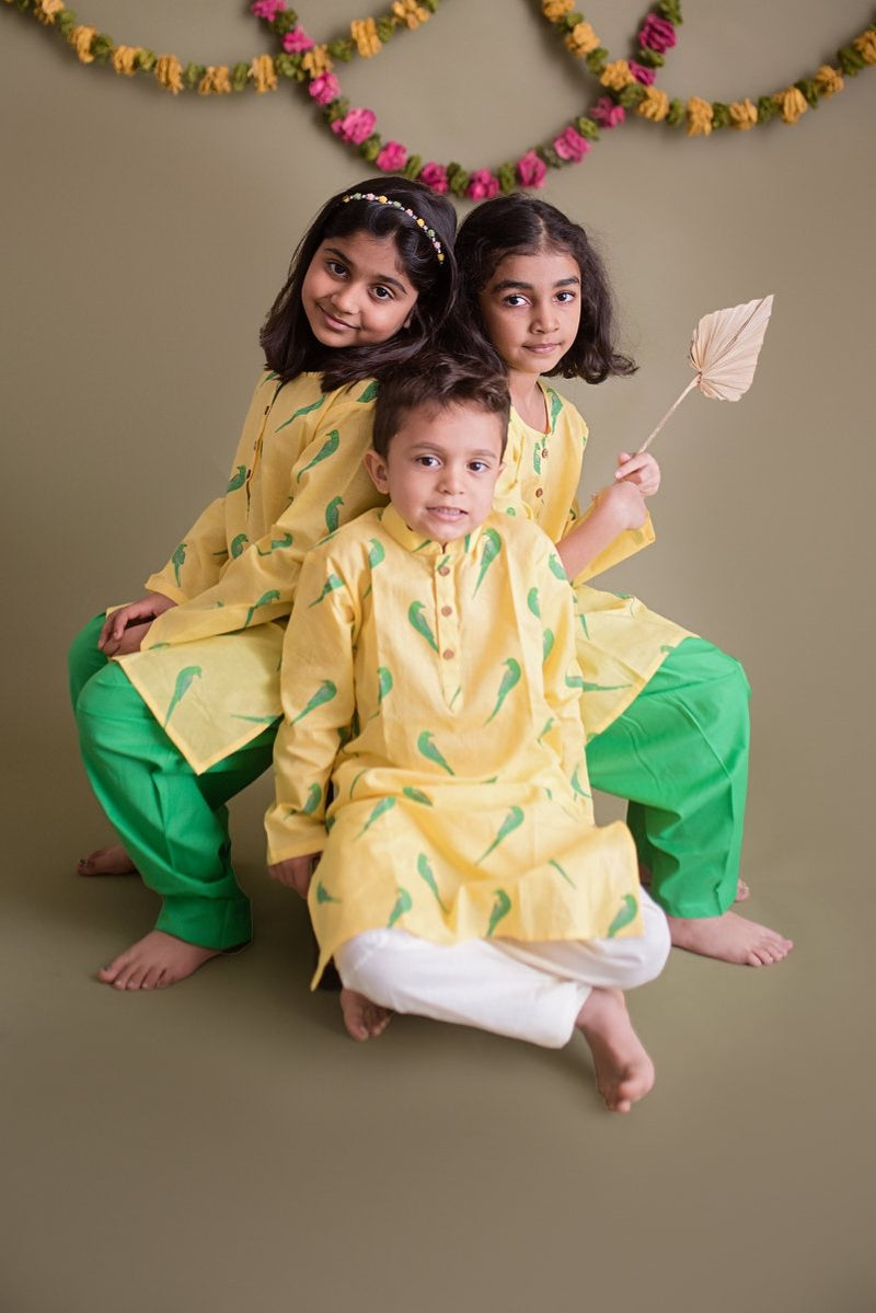 Tiya Parrot - Boys Ethnic Wear | Verified Sustainable Kids Ethnic Sets on Brown Living™