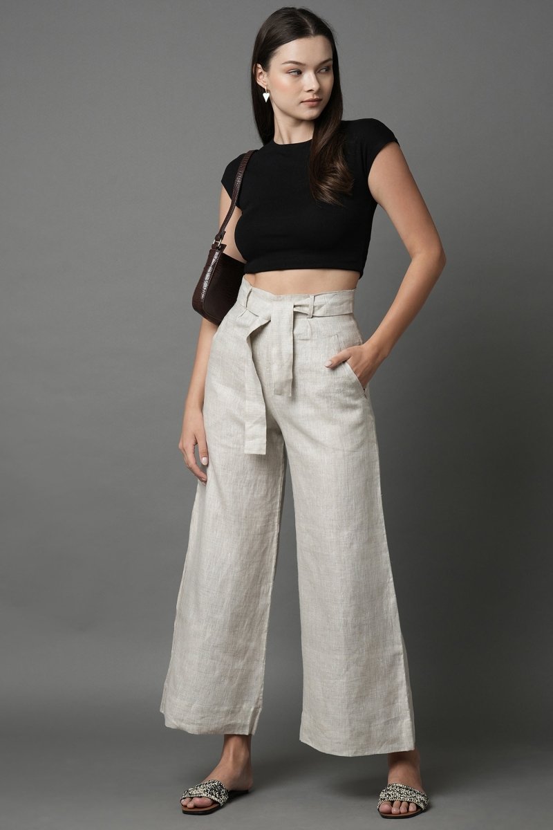 Tranquil Flared Pants - Oatmeal - 100% Hemp | Verified Sustainable Womens Pants on Brown Living™