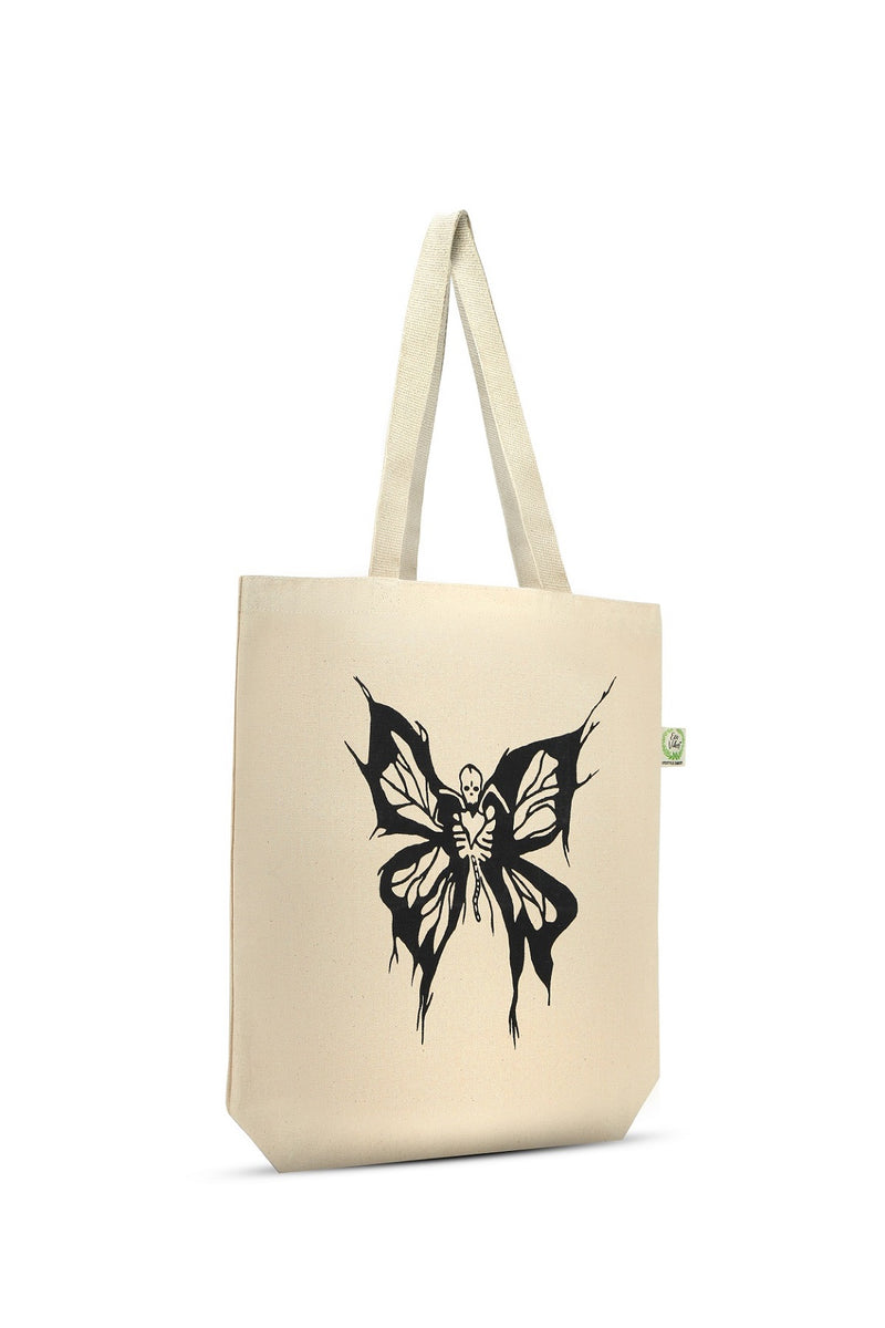 Premium Cotton Canvas Tote Bag- Butterfly White