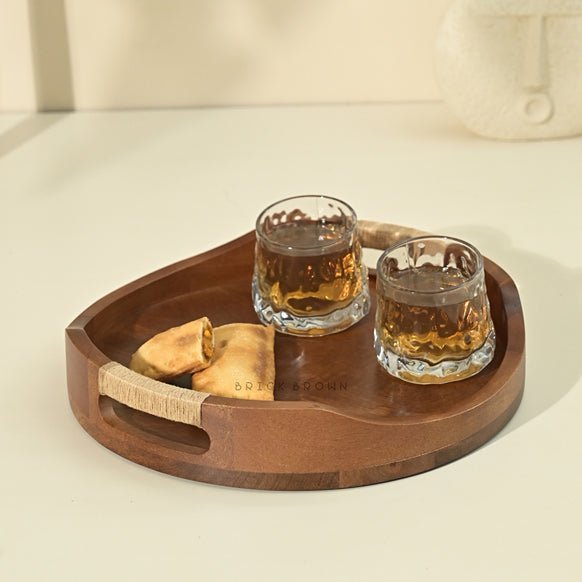 Tribal Curvy Serving Tray in Walnut | Verified Sustainable Trays & Platters on Brown Living™