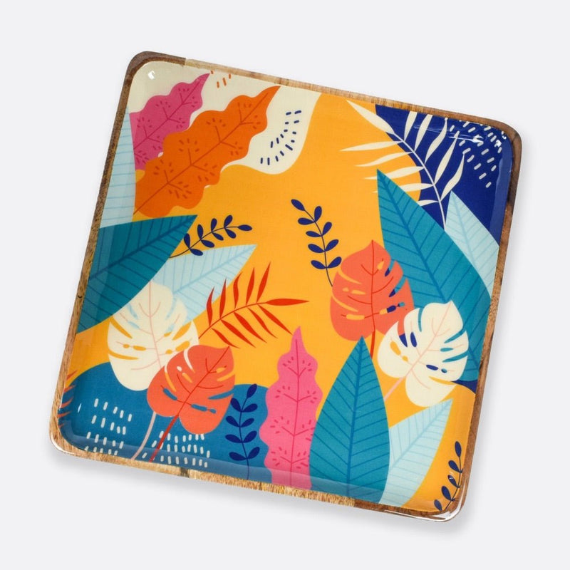 Tropical Square Wooden Serving Platter | Verified Sustainable Trays & Platters on Brown Living™