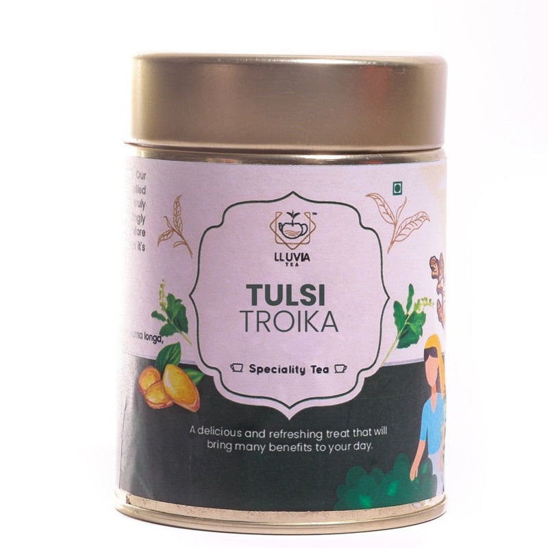 Tulsi Troika - Treats Respiratory Issues, Digestive Problems, Relives Stress (50g) | Verified Sustainable Tea on Brown Living™