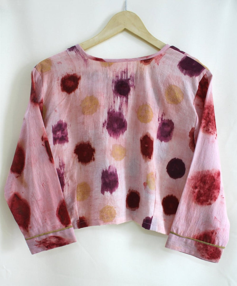 Tumm Tumm Handwoven Organic Cotton Blouse - Pink, Purple, Yellow | Verified Sustainable Womens Blouse on Brown Living™