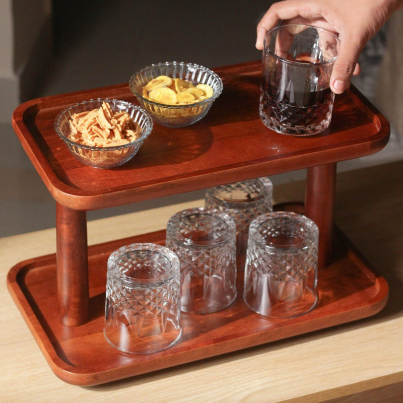 Twin-Tier Wooden Double Slab Organizer | Verified Sustainable Kitchen Organisers on Brown Living™