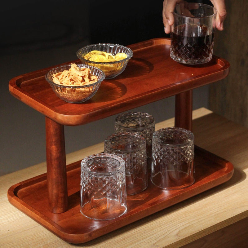 Twin-Tier Wooden Double Slab Organizer | Verified Sustainable Kitchen Organisers on Brown Living™