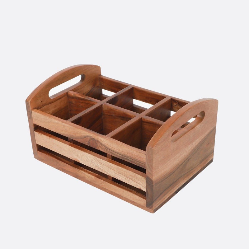 Two in One Wooden Flatware Organizer and Tea Glass Holder | Verified Sustainable Kitchen Organisers on Brown Living™