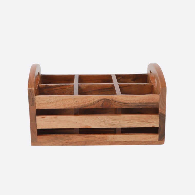 Two in One Wooden Flatware Organizer and Tea Glass Holder | Verified Sustainable Kitchen Organisers on Brown Living™