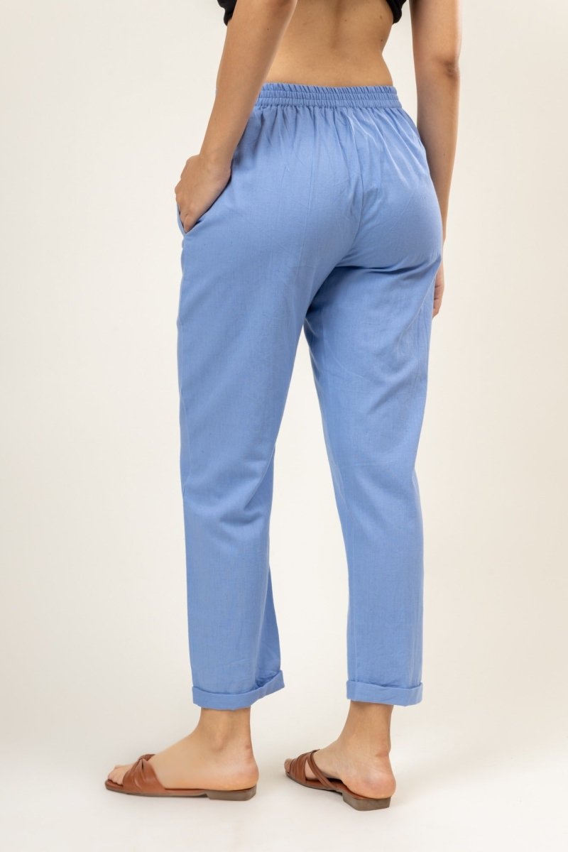 Upcycled Cotton Jade Blue Pants | Verified Sustainable Womens Pants on Brown Living™