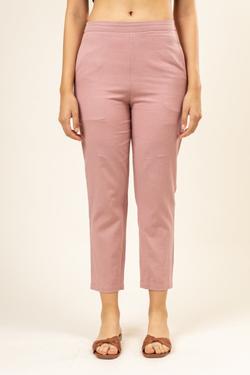 Upcycled Cotton Jade pink pants | Verified Sustainable Womens Pants on Brown Living™