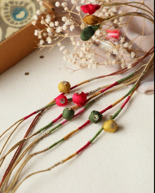 Upcycled Fabric Artisanal Fabric Bead Rakhi Set of 6 | Verified Sustainable Rakhi on Brown Living™