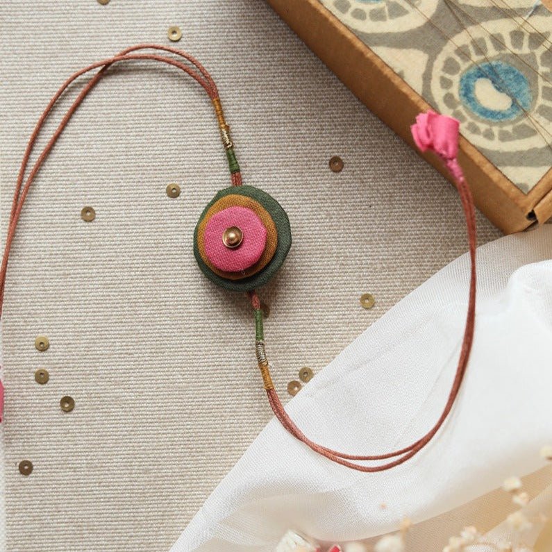 Upcycled Fabric Artisanal Rakhi | Stacked Circles | Verified Sustainable Rakhi on Brown Living™