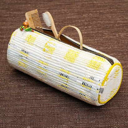 Upcycled Yellow Zip Multipurpose Lightweight Pouch | Verified Sustainable Travel Organiser on Brown Living™